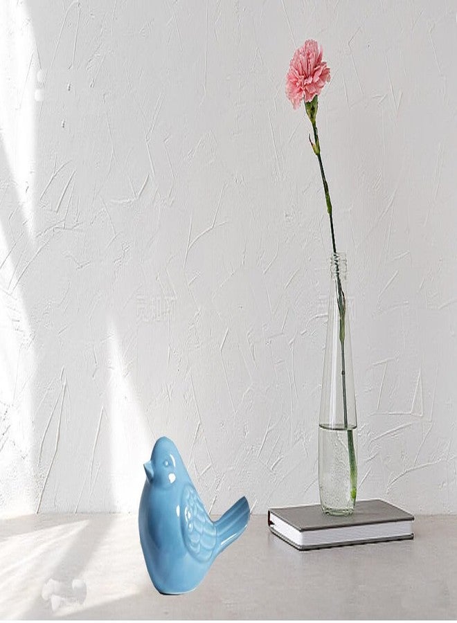 ALHBEJT Ceramic Birds Statues Home Decor Modern Style Decorative Ornaments Animal Figurines for Living Room Bedroom Home Office Cabinets (Blue) - Image 5